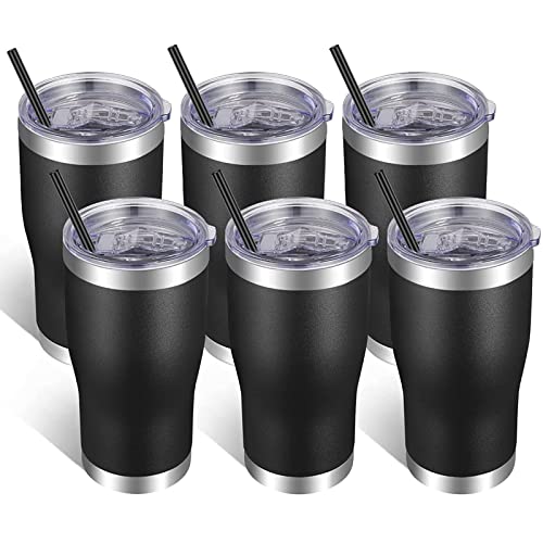 Image of VEGOND 20oz Tumbler Stainless Steel Tumbler Cup with Lid And Straw Vacuum Insulated Double Wall Travel Coffee Mug(Black 6 Pack)