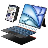 Support orientable Portrait/Paysage et réglable à 160° : L’étui iPad avec clavier prend en charge le positionnement vertical et horizontal. Le support arrière permet un réglage d’angle de 160° en mode paysage et reste stable