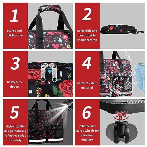 Image of Nurse Rolling Medical Duffle Bag Work Nursing School College Student Must Have Clinical Home Health Nurse Cna Nr Gifts Carry On Bag with Wheels Doctor Emt Ems Healthcare Equipment Homecare Physician