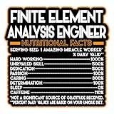 Finite Element Analysis Engineer Vinyl Decal Sticker – Nutritional Facts Quote for Laptops, Water Bottles, Cars – Gift for Coworker, Office, Birthday, Christmas – Waterproof Vinyl, Easy Peel