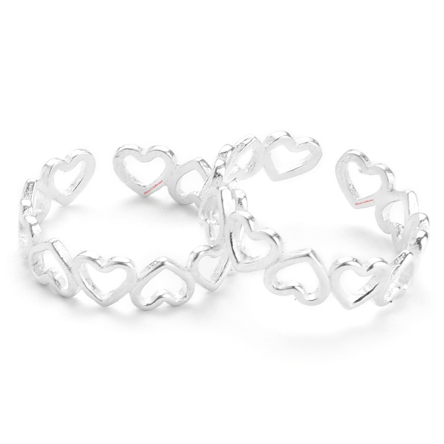 DHRUVS COLLECTION Exclusive BIS Hallmarked 925 Pure Sterling Oxidized Silver Heart Shape Toe Ring/Bichhiya For Girls & Women (B09QHXPD5D) Amazon Price History, Amazon Price Tracker