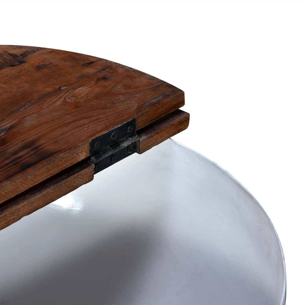vidaXL Set Mesa de Centro Forma de Bol 2 uds Madera reciclada Blanco