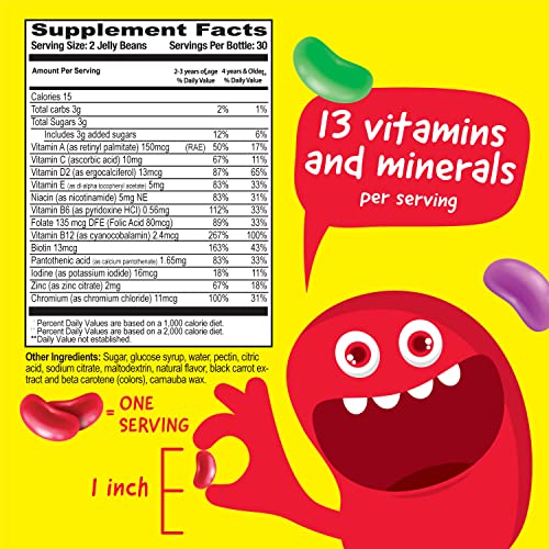 Vitaworks Kids Multivitamin & Minerals Jelly Beans - Tasty Natural Fruit Flavor - Vegetarian, Gmo-Free, Nut Free - Dietary Supplement - Complete Body Health For Children - 60 Jellies #TOP1