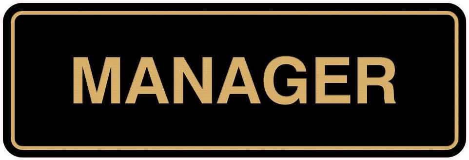 Standard Manager Door/Wall Sign - Black/Gold - Large