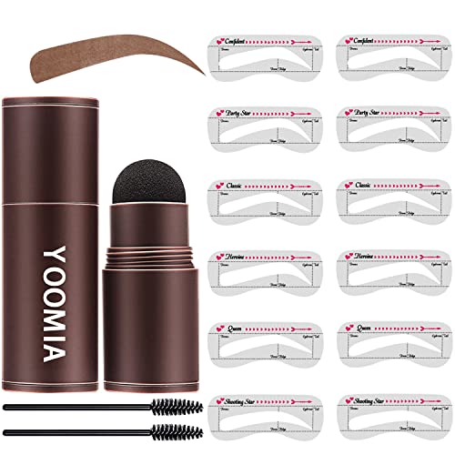 YOOMIA Eyebrow Stamp Stencil Kit, Eyebrow Stamp with 20 Reusable Thin & Thick Brow Stencils Eye Brow Shaping Kit, Long-lasting, Waterproof (Light Brown?