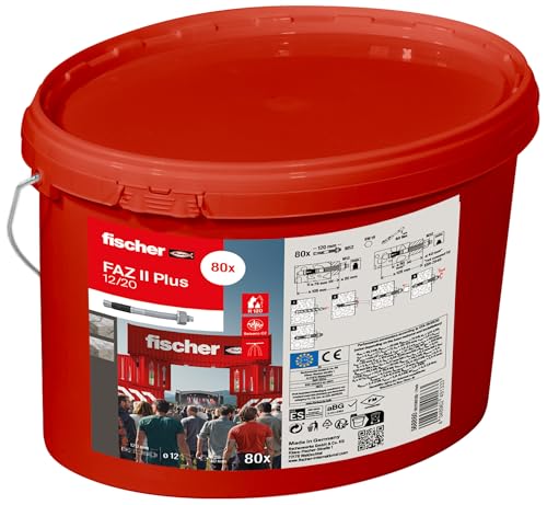 Image of fischer FAZ II Plus 12 /20 gvz Bolt Anchor in Bucket, Heavy Duty Anchor with High Load Capacity, Anchor Bolt for Fixings Heavy Loads and Steel Constructions, Seismic & ETA Approval
