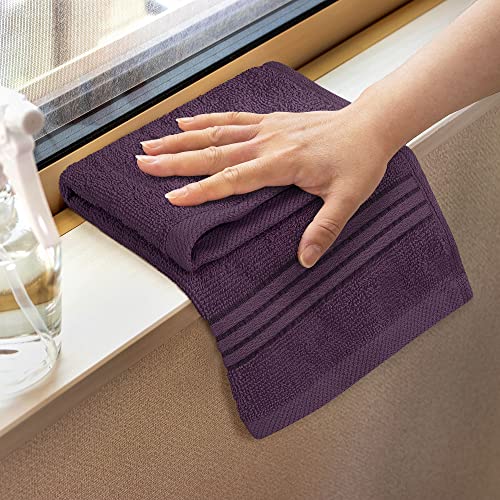 Utopia Towels 12 Pack Premium Wash Cloths Set, 12 by 12 Inches, 100% Cotton Ring Spun, Highly Absorbent and Soft Feel Washcloths for Bathroom, Spa, Gym, and Face, Plum