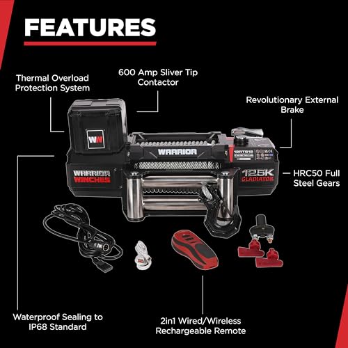 Warrior Winches Gladiator 12500lbs Winch 12v Electrico miniatura 4