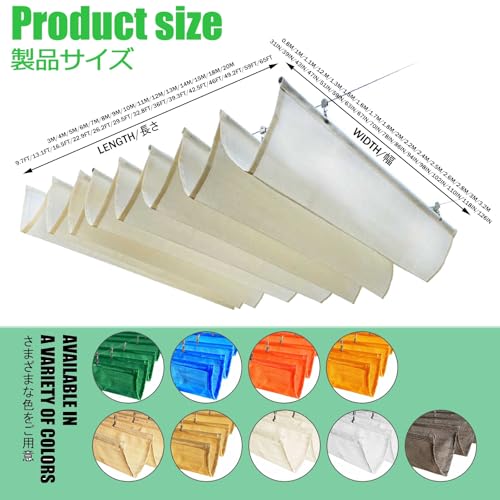 Toldo retráctil ondulado U 2,6 m x 6 m, protección UV óptima de alta gama 3