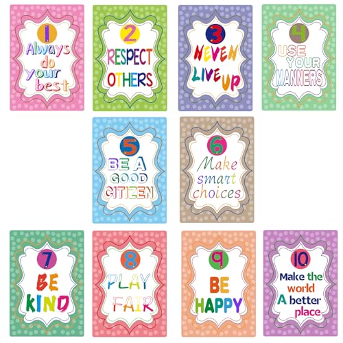 YIYEE Poster educativi con regole di classe, formato A4, lavagna con mentalità di crescita, confezione da 10, per scuola elementare e superiore, rientro a scuola, insegnante Supplie