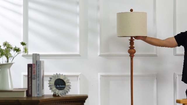 Image of BOBOMOMO 64.25 inch Rustic Floor Lamp for Living Room, Tall Antique Brown Standing Lamp with Rotary Switch, Vintage Reading Lamp for Bedroom, Office & Study, Farmhouse Home Decor Corner Lamp