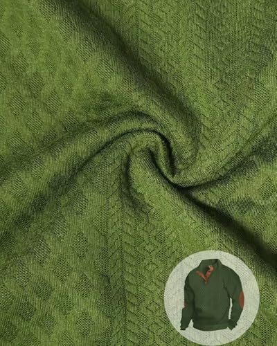 Mens Casual Sweatshirts, Stand Collar Quarter Button Up Polo Pullover, Outdoor Fashion Long Sleeve with Elbow Patches4