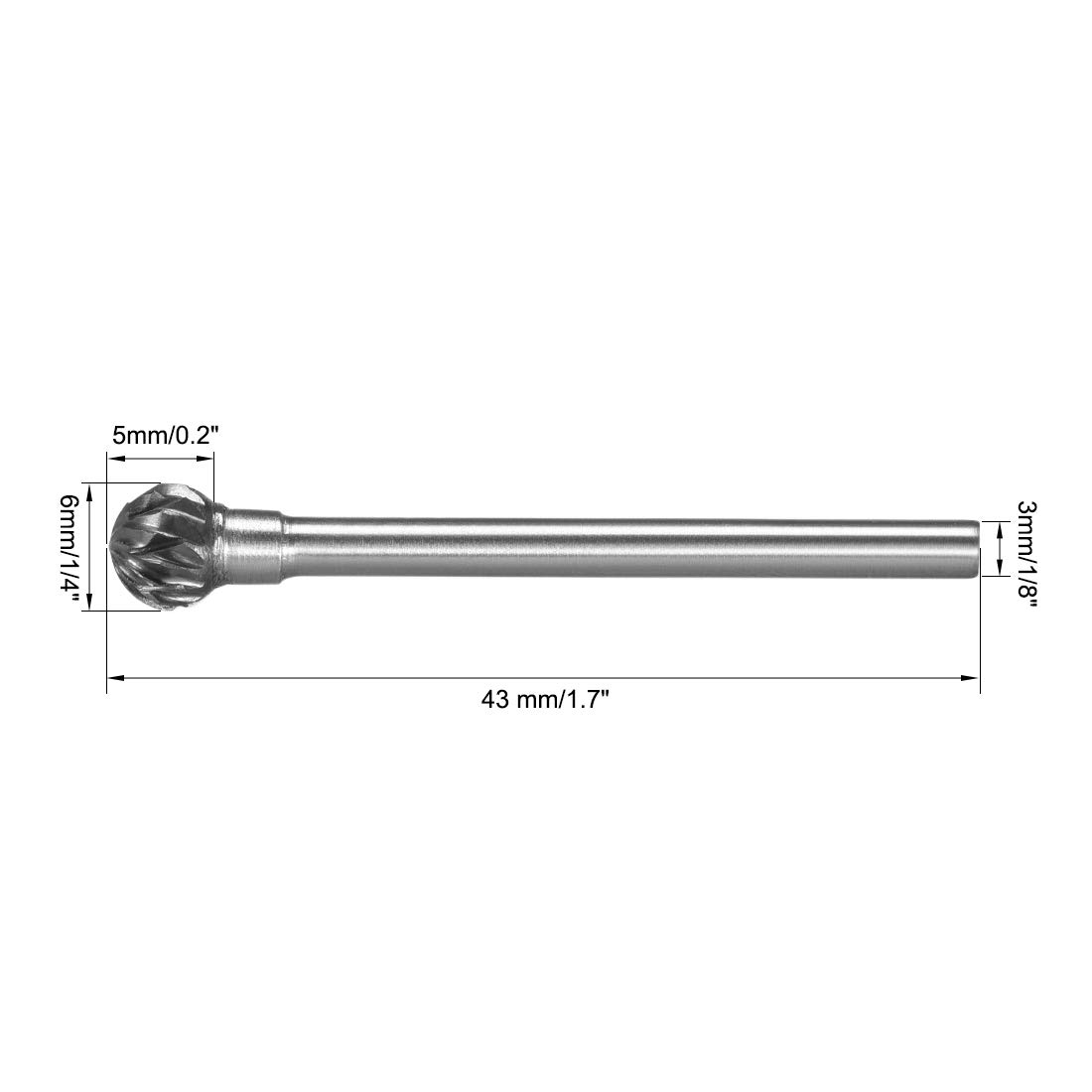 uxcell 3pcs Tungsten Carbide Rotary Files 1/8" Shank, Double Cut, 6mm Dia — Amazon image 2