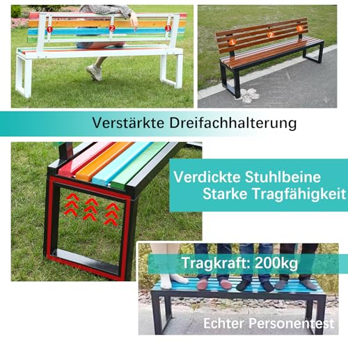 Mueble de madera de acero y negro para jardin con acabado premium resistente de 3 plazas 7
