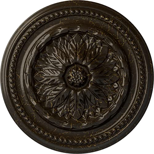 Image of Ekena Millwork CM15CHSHC 15 3 /4 inchOD X 1 7 /8 inchP Chester Ceiling Medallion Fits Canopies Up to 2 1 /4 inch, Stone Hearth Crackle