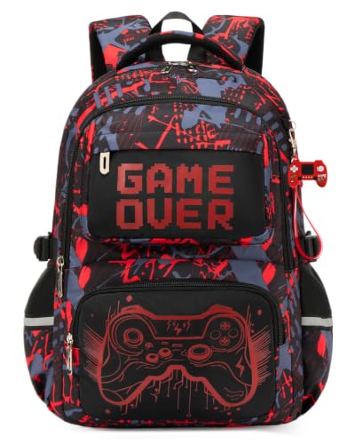 Amythe Sac à Dos Garçon Lumineux, Cartable Scolaire Primaire Adolescent Imperméable Durable, Sac Ecole Enfant avec Bandes Réfléchissantes Grande Capacité...