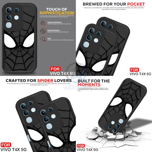 Image of AESTMO Back Case Cover for Vivo T4X / Z10X / Y31 Pro 5G Cover | Spidey Face Mask Design | Silicone Case | Full Body Protection | Camera Protection Back Cover for Vivo T4X / Z10X / Y31 Pro 5G (Black)