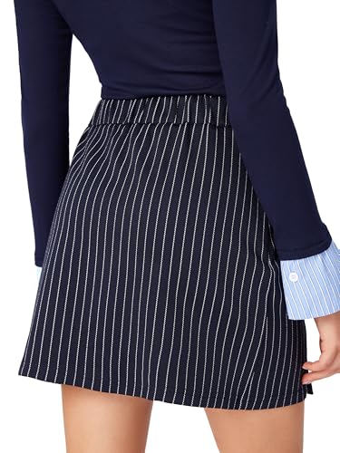 CIDER Women's Striped Mini Skirt High Waist Casual Slim Fit Workwear Short Skirt3