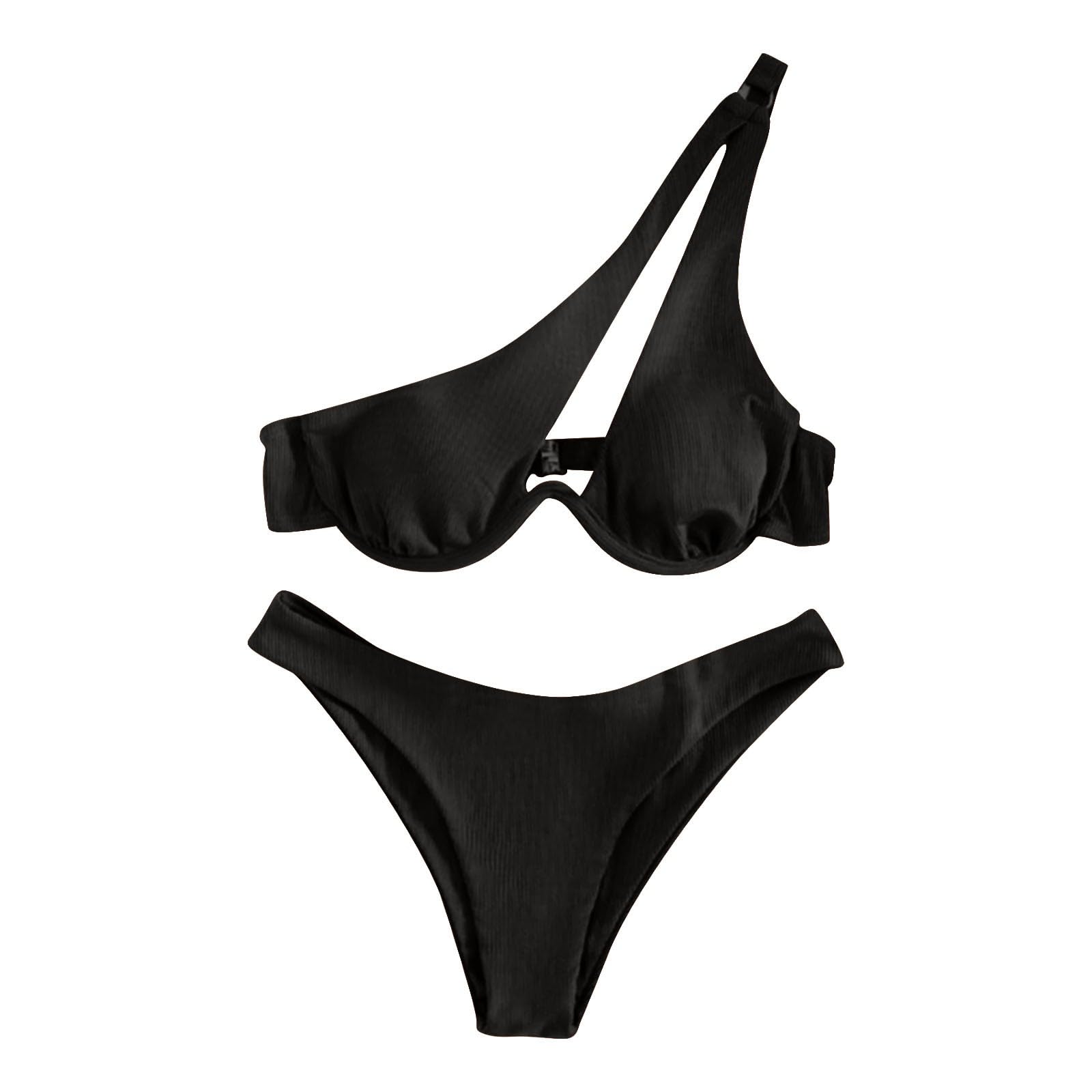 Generico Seksowny damski strój kąpielowy dwuczęściowy strój kąpielowy push-up pełne stroje kąpielowe z wysokim stanem seksowny zestaw bikini wyściełany trójkąt biustonosz górne stringi plażowe stroje