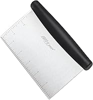 ALLTOP Stainless Steel Bench Scraper & Dough Cutter - Ergonomic Non-Slip Handle, Measurement Marks, Dishwasher Safe for Baking & Chopping - Black