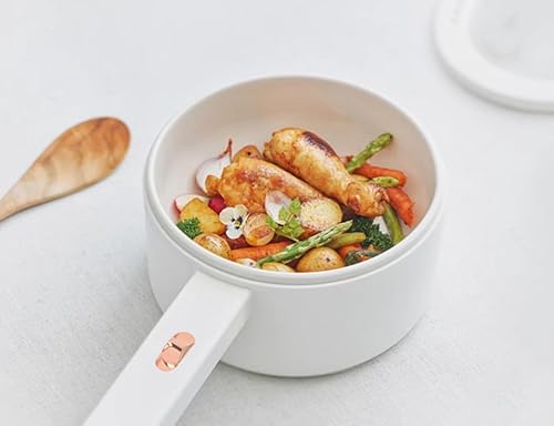 Miniatura 8 de GRACEALL Olla caliente eléctrica, sartén antiadherente con revestimiento de cerámica de 1.6 L, mini sartén portátil para cocinar, olla perezosa de