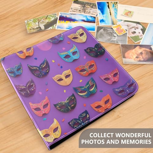 Álbum de fotos adhesivo DIY Scrapbook con máscara de Carnaval Mardi Gras, encuadernador de anillas de 3 anillos, 40 páginas de 8x10 para recuerdos miniatura 5