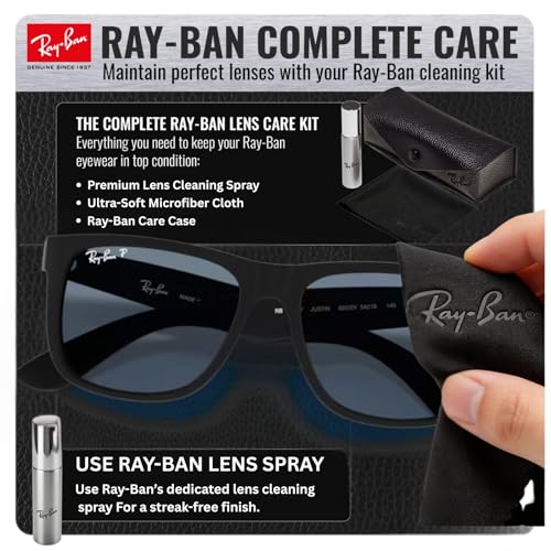 Image of Ray-Ban RB4165F JUSTIN CLASSIC LOW BRIDGE FIT Square Shape Sunglasses for Men with Official RayBan Eyewear Kit