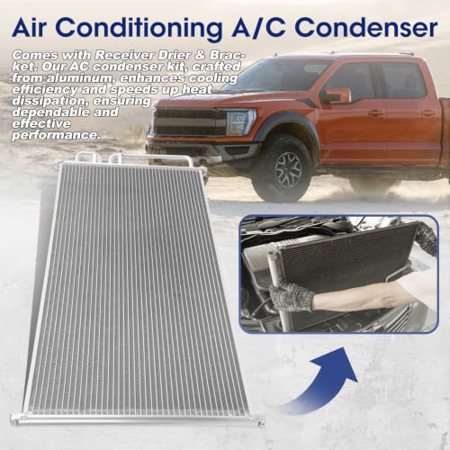 Image of Air Conditioning A /C Condenser Compatible with Ford F-150 Heritage F-250# 4678, 7014678, FO3030144, 6L3Z19712BA, 6L3Z19712BB