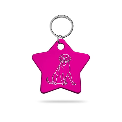 MACOS Engraved Personalised Star Pet Tag for Dogs and Cats [Pink]