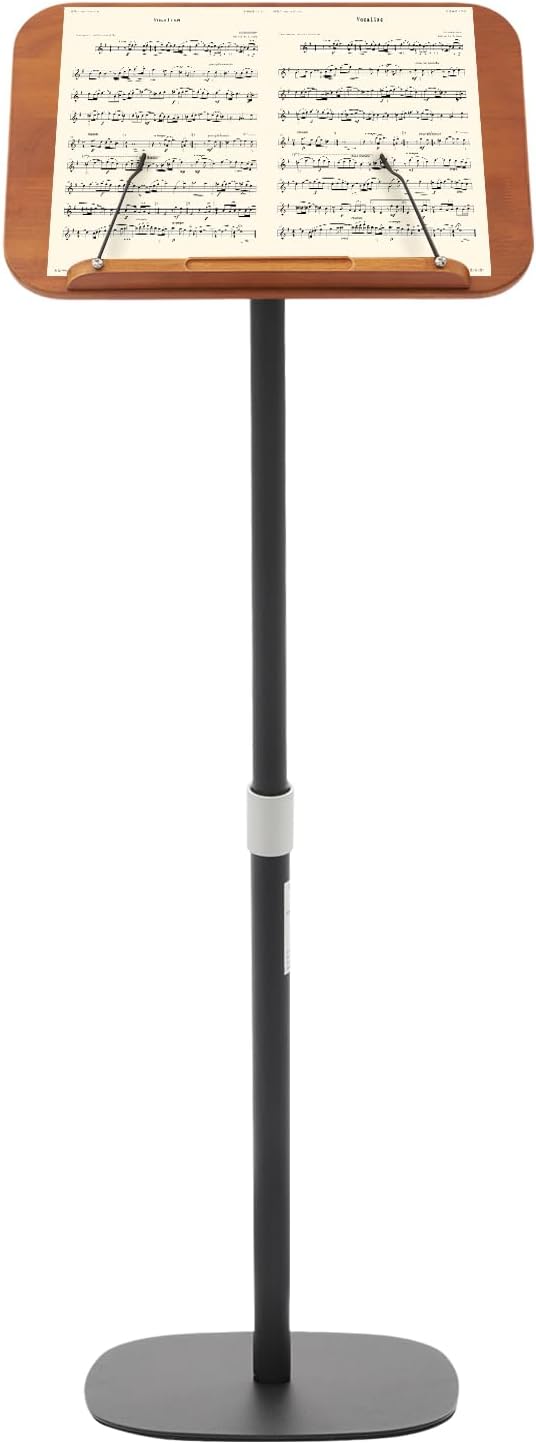 Sheet Music Stand & Desktop Book Stand, Rotatable Music Book Holder Stand,Wooden Portable Sheet Music Table Stand Height Adjustable from 27.5-70.8in with Book Stand Support,Foldable Tripod