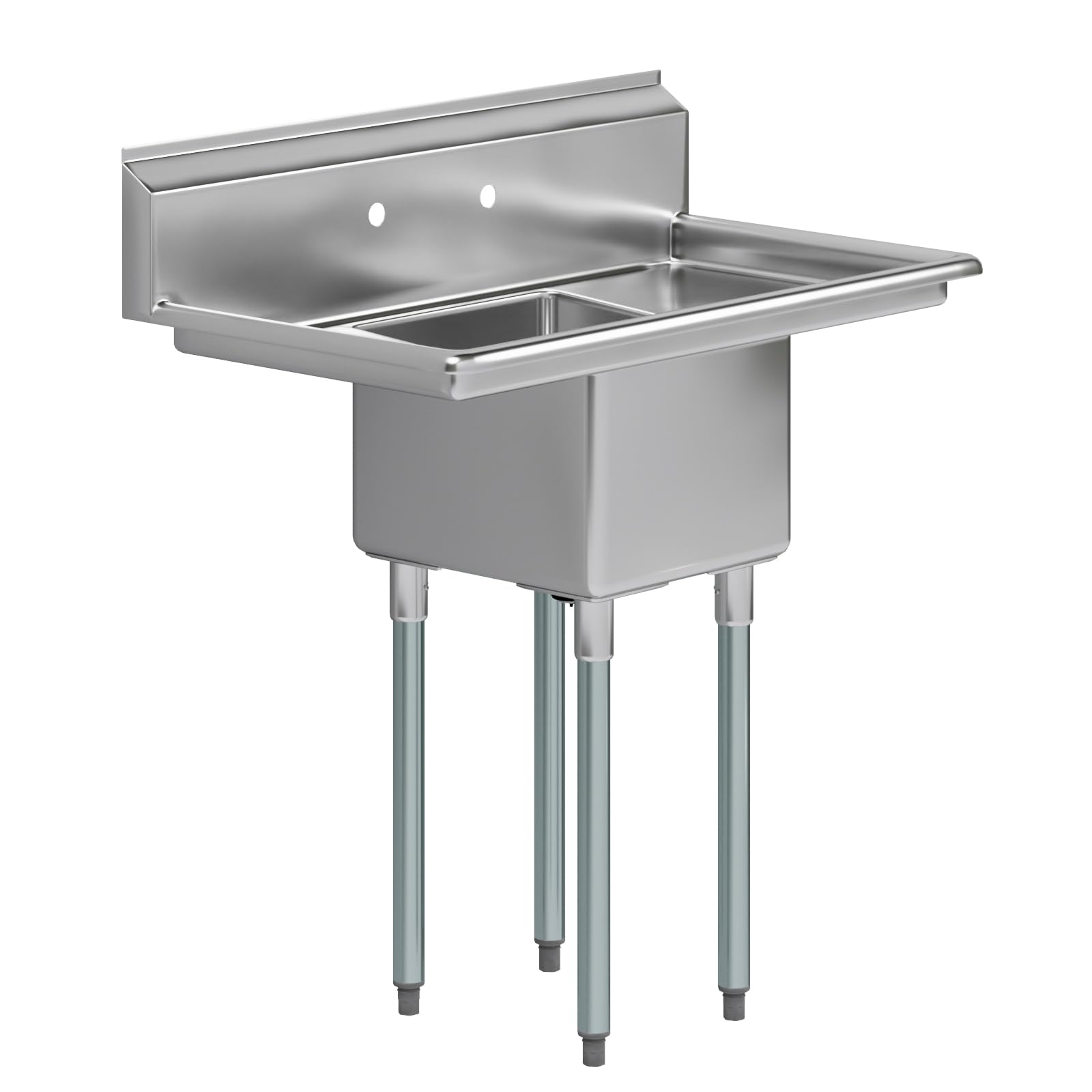 38 in. x 22 in. Stainless Steel One Compartment Sink with 16 in. x 14 in. Bowl and Dual 12 in. Drainboards. NSF
