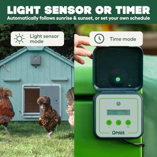 Image of Omlet Smart Automatic Chicken Coop Door Opener | WiFi & App Control | Light Sensor or Timer | Built-in Safety Sensors | Weatherproof | Battery or Plug-in Power | Alexa & Google Home Compatible | Grey