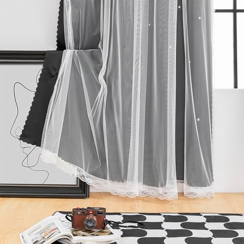 Image of XiDi Curtains for Bedroom Decor, Rainbow Black 52 /90 /1