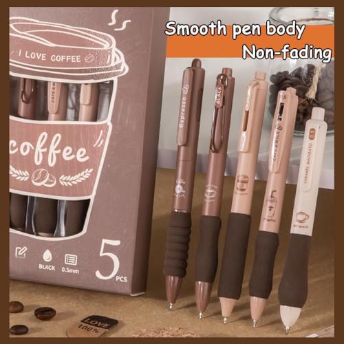 Image of Jaravik Gel Pens for Writing, 5 Pcs Gel Pen with Comfortable and soft Grip for Smooth Writing, Kawaii Pens, Stationery for School & Office, Birthday Return Gift, Black Ink