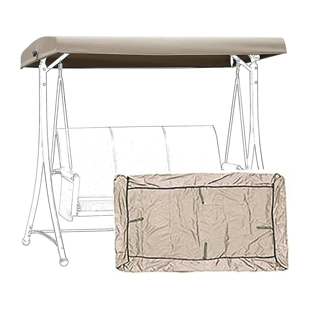 Copertura Per Altalena Hollywood Baldacchino Di Ricambio Per Dondolo Da Giardino 164 X 114cm 195 X 125cm Tessuto Oxford Rivestito In Argento(Khaki,195x125cm/76.77x49.2in)