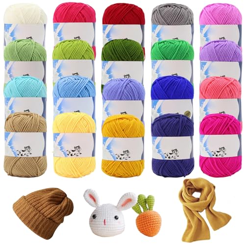 Hilo de algodón de 20 piezas multicolor para tejer ropa infantil en tardes de ocio 3