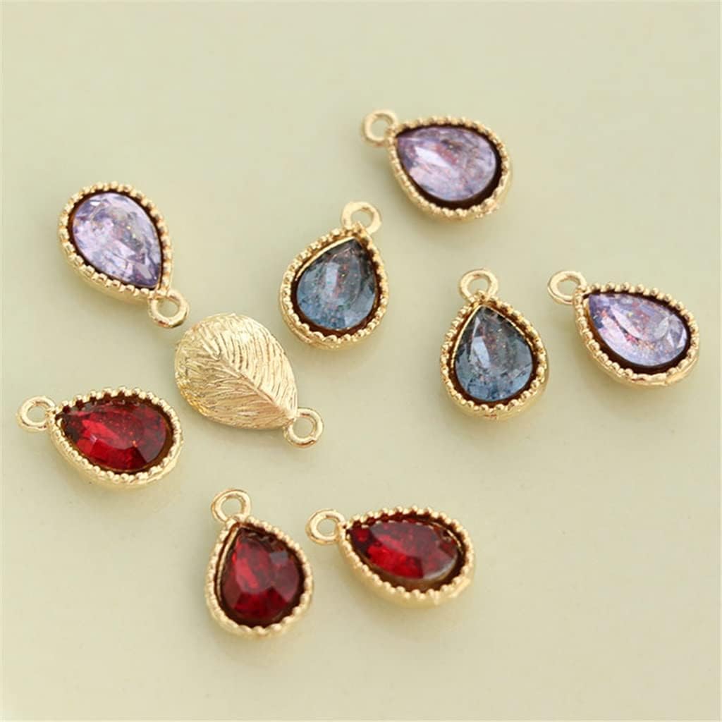 JJZXD ヴィンテージコートラインストーン合金ペンダントティアドロップイヤリングネックレスジュエリーペンダント素材 (Color