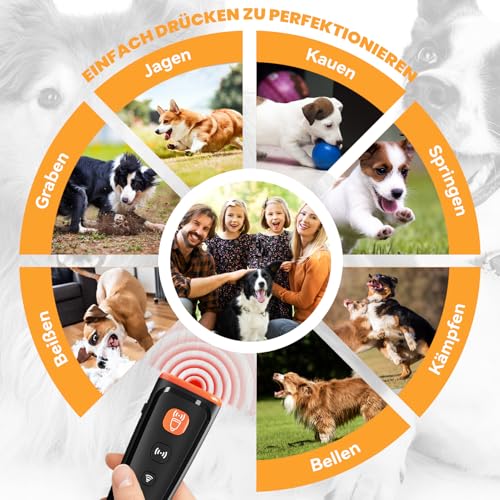 HOPFROG Anti Bell Gerät Hunde, Tragbarer Antibell Ultraschall Gerät, Leistungsstarkes Hunde Bellen Stoppen, Hundebellen-Abschreckmittel für Kleine Große Hunde Innen Außenbereich Antibell Hund