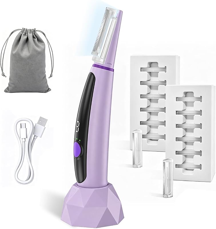 Aparelho elétrico de barbear facial Suenozero com luz LED e 12 lâminas de reposição
