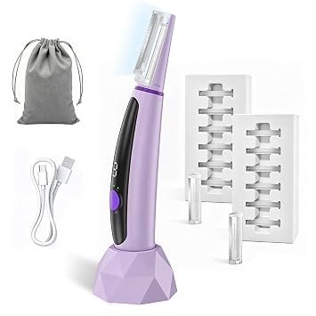 Sonic Dermaplane Razor for Women Face, Facial Hair Remover with 12 Refills