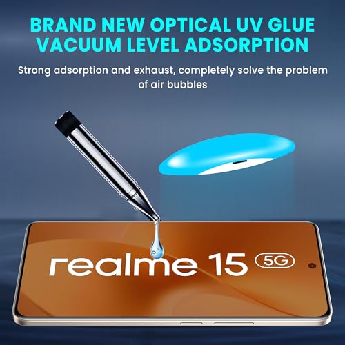 Image of ArmourPro Military Grade UV Tempered Glass Compatible For Realme 15 5G (6.8 Inch) With Easy UV Installation Kit | Edge To Edge Coverage | Crystal Clear, Pack of 2