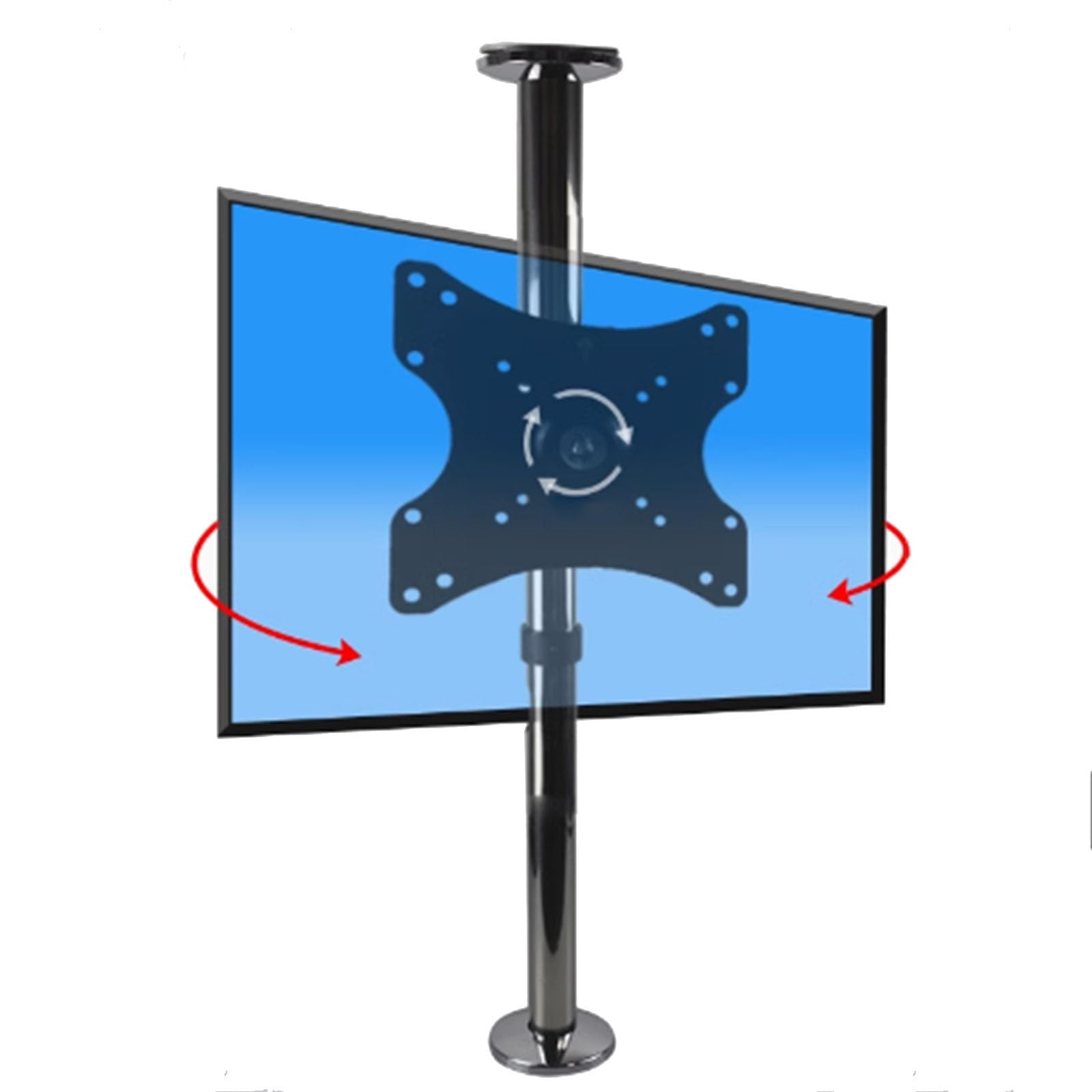 Support mural TV pivotant à 360° et réglable en hauteur en acier inoxydable