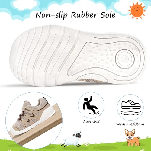 DEEKEY Toddler Shoes for Boys & Girls - First Walkers Non Slip Sneakers | Lightweight Breathable Barefoot Design for Preschool Running & Outdoor Play（Khaki ，Toddler 9）3