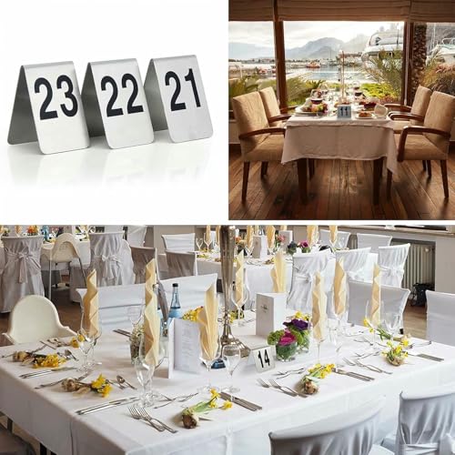 Numéros de table de restaurant durables en acier inoxydable de format 8x12cm