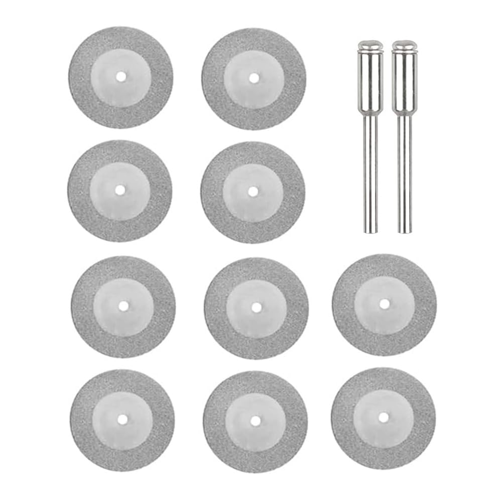 MiJunHD 10PCS 20mm Diamond Cutting Discs & 2PCS 3mm Shank Mandrel
