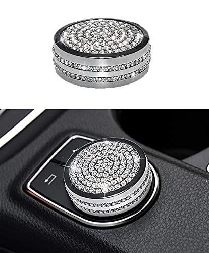 Bling Car Accessories,Center Control Multimedia Button Bling Crystal Emblem Compatible