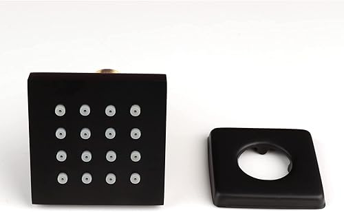 Miniatura 8 de DULABRAHE Ducha ajustable de 2 pulgadas para spa de latón cuadrado de masaje, rociador de cuerpo NPT de 12 pulgadas, acabado cromado negro cepillado