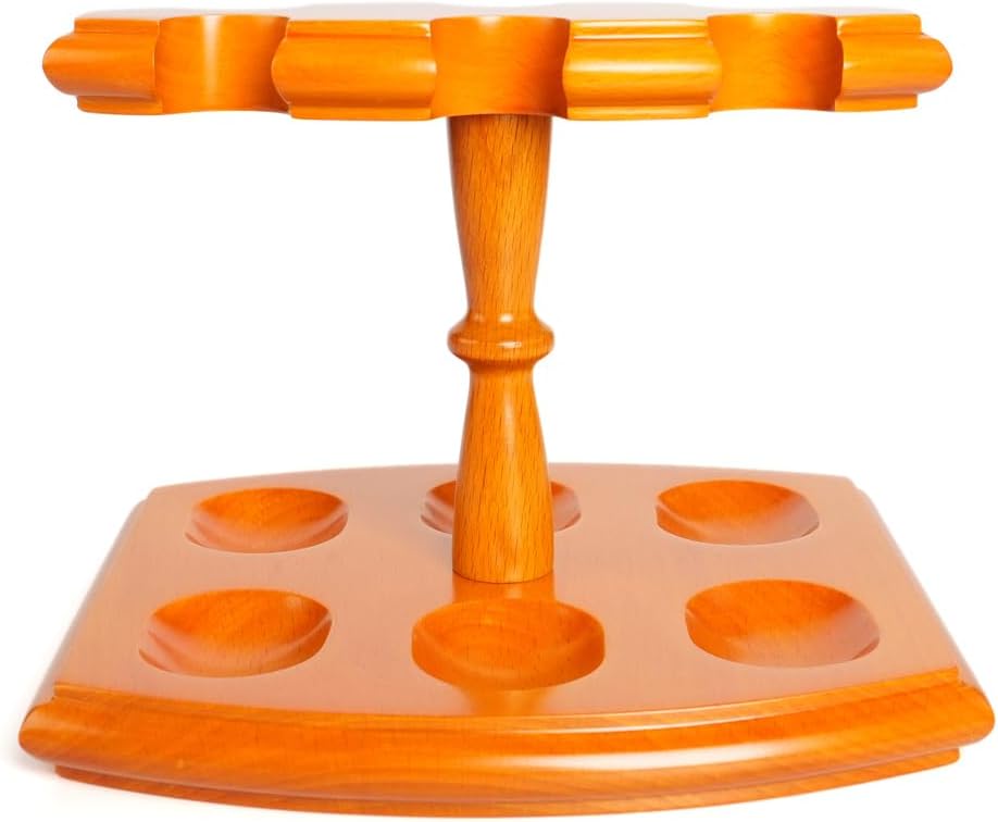 HEYSONG Wooden Tobacco Pipe Stand Holder Rack for 6 Tobacco Pipes, Handmade from Solid Wood Tobacco