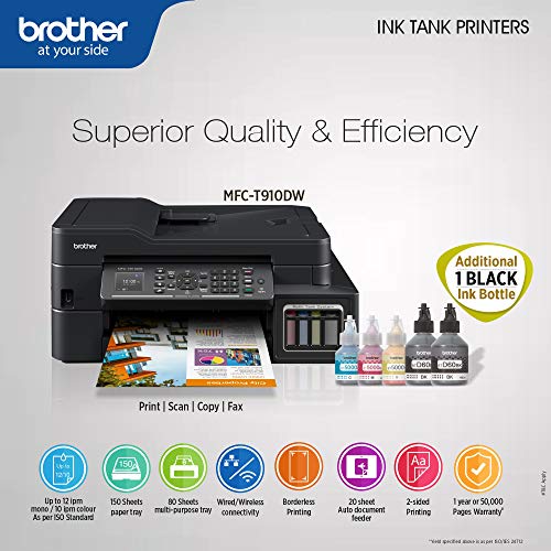 Image of Brother MFC-T910DW All-in One Inktank Refill System Printer with Wi-Fi and Auto Duplex Printing