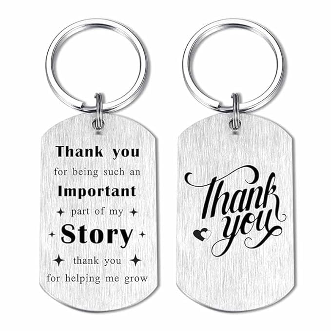 Porte-clés Thank You gravé en acier inoxydable pour célébrer les personnes qui comptent